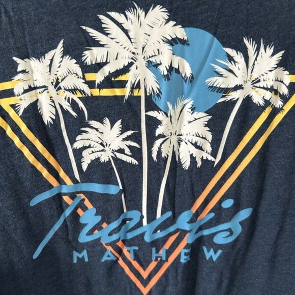 Travis Mathew Logo T-Shirt Blue Palm Trees Triangle Back Graphic Sz Medium Golf - Picture 13 of 16
